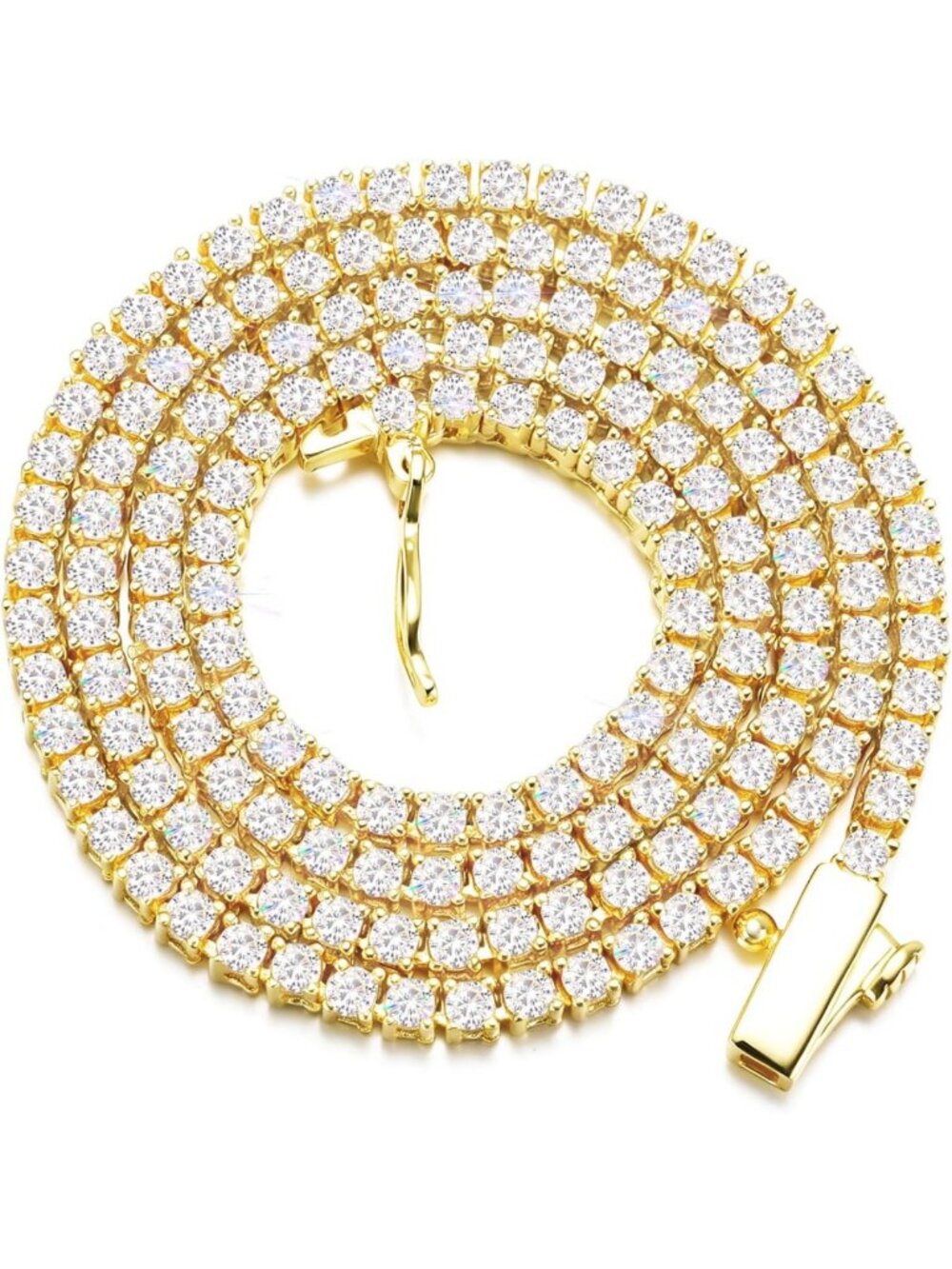 Elegant 2mm Tennis Necklace for Women & Men - Gold Plated CZ Choker Chain 16-18